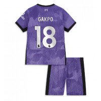 Camiseta Liverpool Cody Gakpo #18 Tercera Equipación Replica 2023-24 para niños mangas cortas (+ Pantalones cortos)